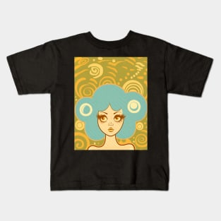 Vintage Art Lady with Big Hair Kids T-Shirt